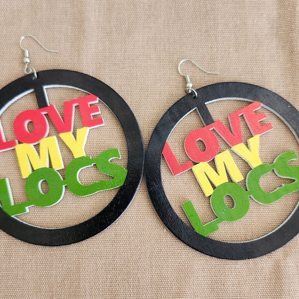 Colorful 'Love My Locs' Earrings - Picture 2 of 2